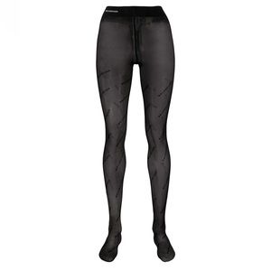 Balenciaga Black Velvet Logo Tights